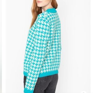 Callahan Knitwear Allie Turquoise Houndstooth Pullover Sweater Nuuly fav